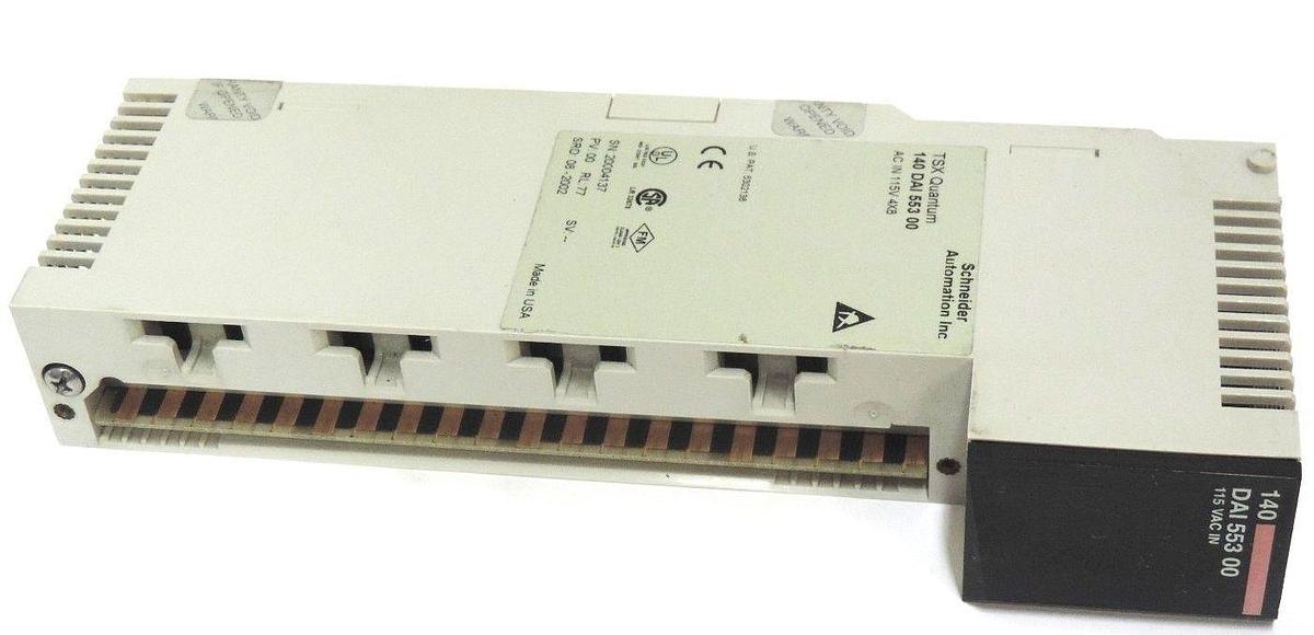Used SCHNEIDER AUTOMATION TSX QUANTUM 140DAI55300 AC IN 115V 4X8, 140 DAI 553 00