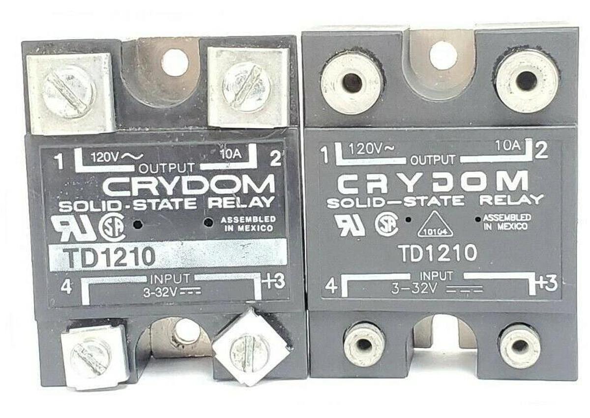 Used LOT OF 2 CRYDOM TD1210 SOLID STATE RELAYS 120V 10A