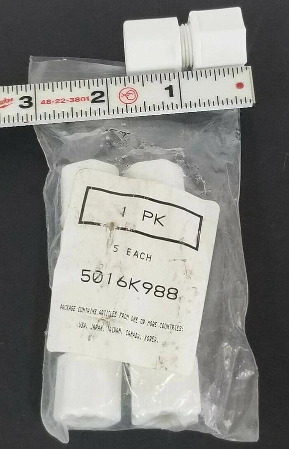 Used BAG OF 5 NEW GENERIC 5016K988 POLYPROPYLENE FITTING COUPLINGS