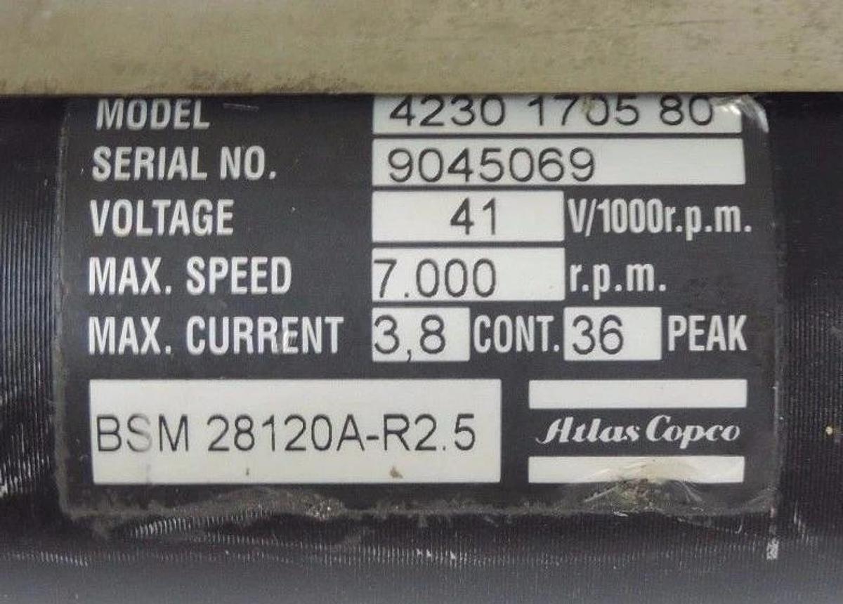 Used ATLAS COPCO QRT-62-200-O NUT RUNNER W/ BSM-28120A-R2.5 SERVO & QMR-62-32-ROT