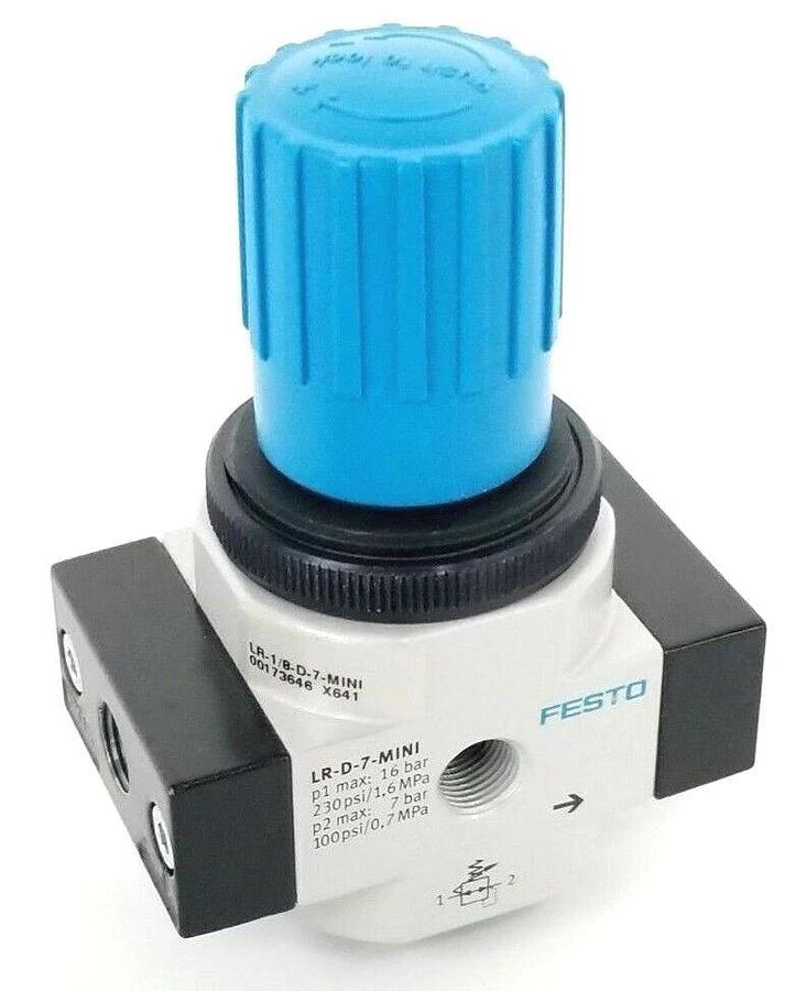 Used NIB FESTO ELECTRIC LR-1/8-D-7-MINI PRESSURE REGULATOR W/ MA-40-10-1/8 GAUGE