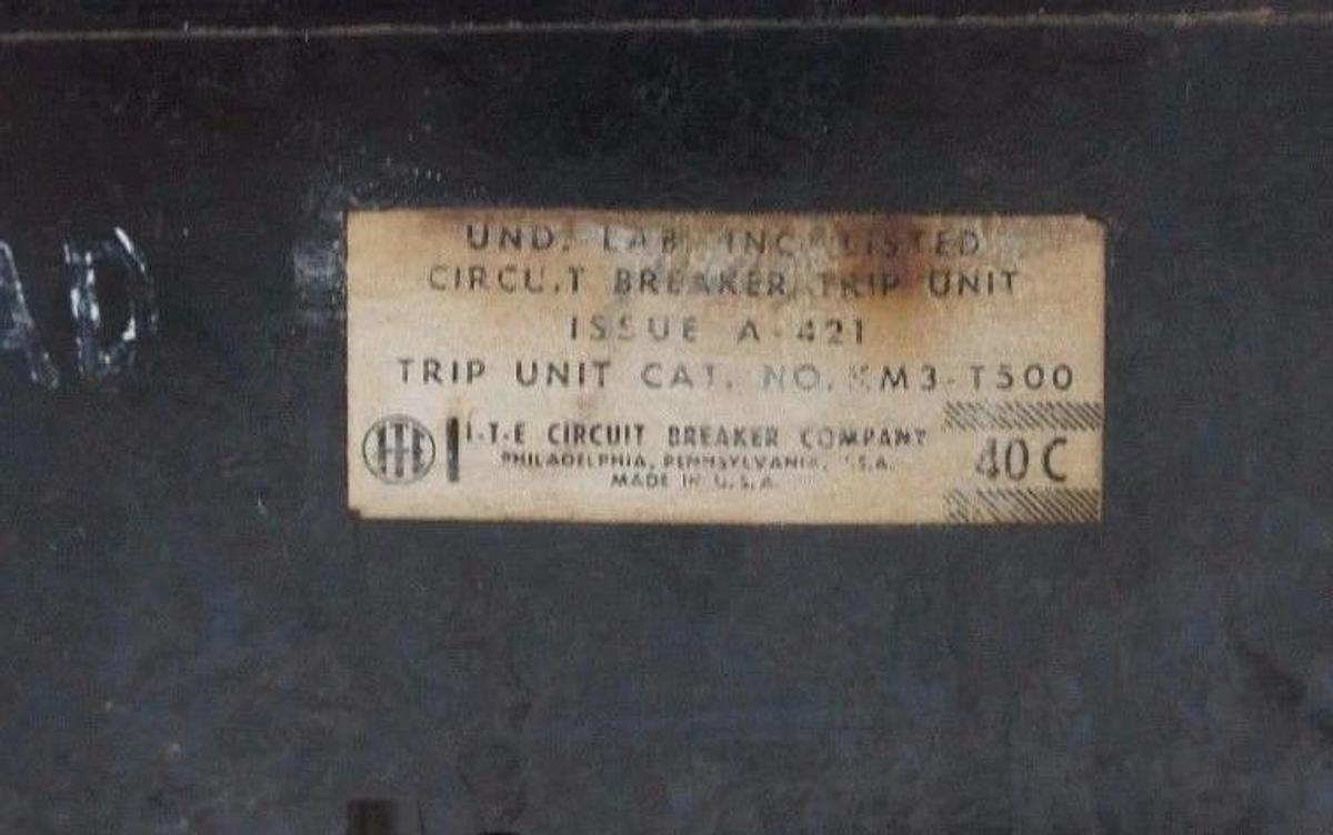 Used ITE SIEMENS KM3-T500 CIRCUIT BREAKER TRIP UNIT 500AMP 3POLE, KM3T500