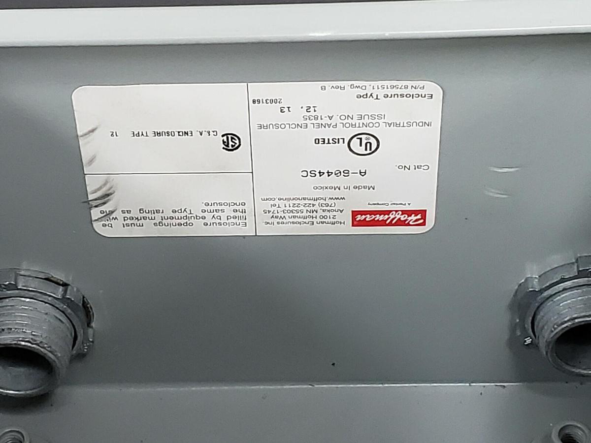 Used HOFFMAN / MENCOM CORP. A-6044SC ENCLOSURE W/ NEMA TYPE 4 109-REC PROGRAM PORT