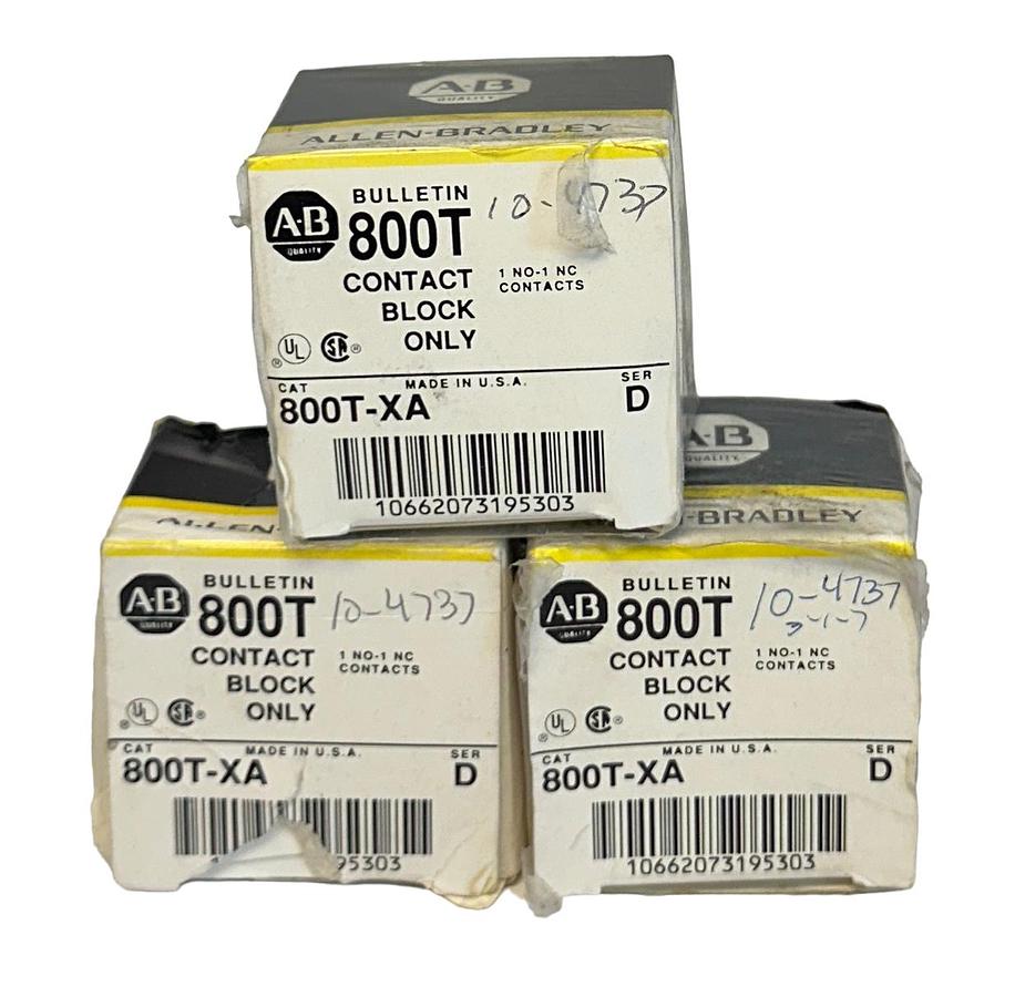 Used 3 ALLEN BRADLEY 800T-XA /D BULLETIN 800T CONTACT BLOCKS 1NO-1NC 800TXA NSMP