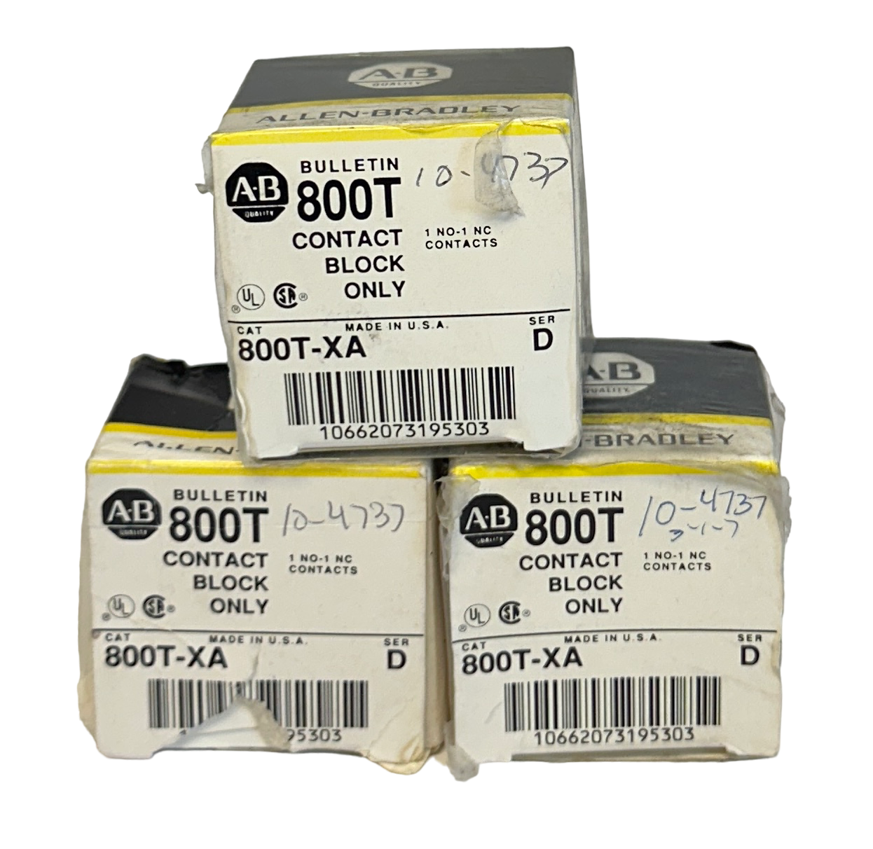 Used 3 ALLEN BRADLEY 800T-XA /D BULLETIN 800T CONTACT BLOCKS 1NO-1NC 800TXA NSMP