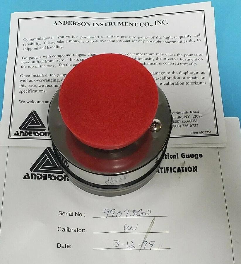 NIB ANDERSON INSTRUMENTS EB069010054144 PHARMACEUTICAL GAUGE 0-60PSI