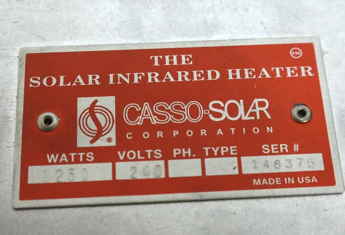 Used NEW CASSO-SOLAR 1250W 240V CERAMIC SOLAR INFRARED HEATER 9-1/2"LX2-1/2"WX1"H