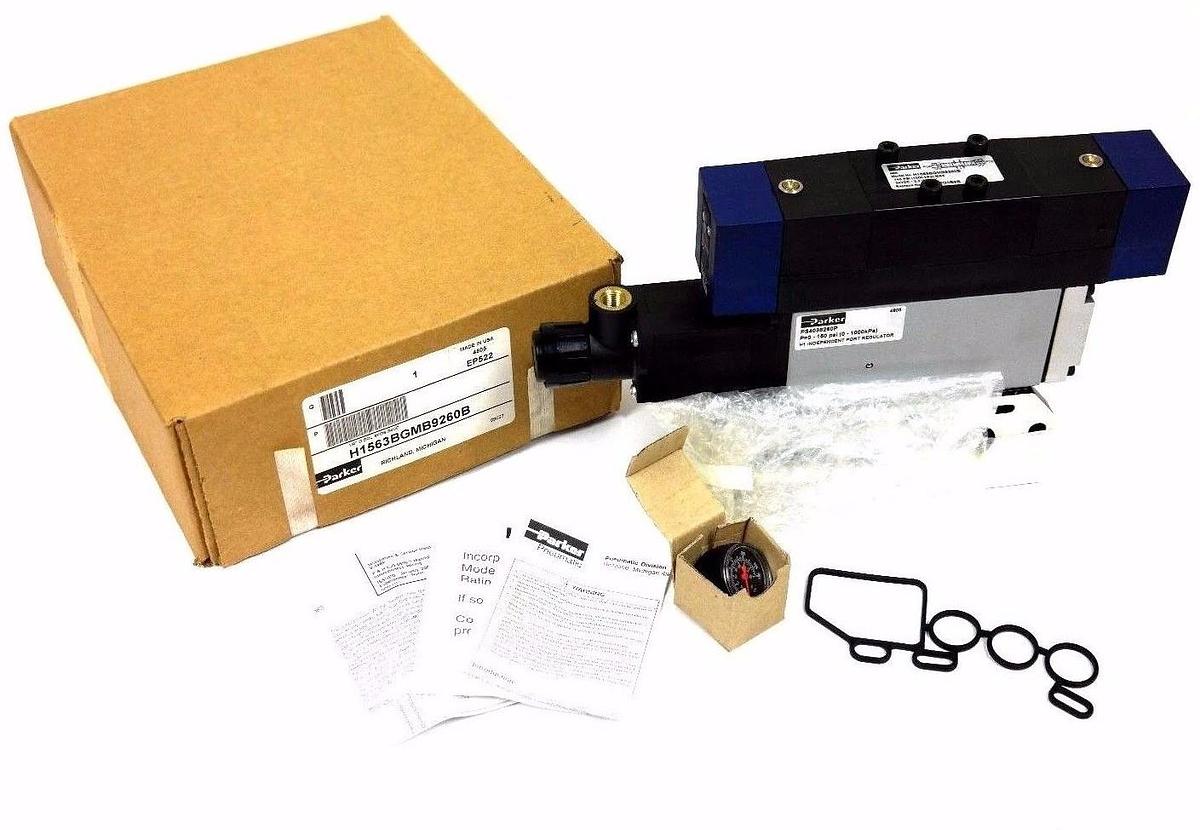 Used NIB PARKER H1563BGMB9260B PNEUMATIC VALVE 1/4" D SOL 3POS 24VDC PS4038260P