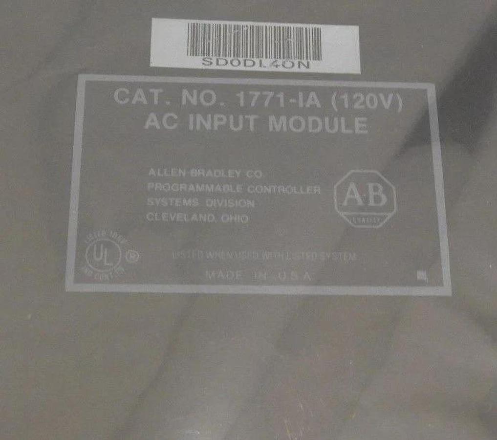 Refurbished REMANUFACTURED ALLEN BRADLEY 1771-IA SER. A, AC INPUT MODULE 1771IA