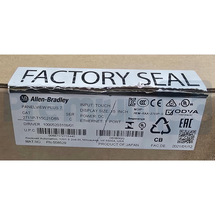 Used ALLEN BRADLEY 2711P-T15C21D8S /C PanelView Plus 7 TERMINAL 15" 24V MFD 2021 NSMP