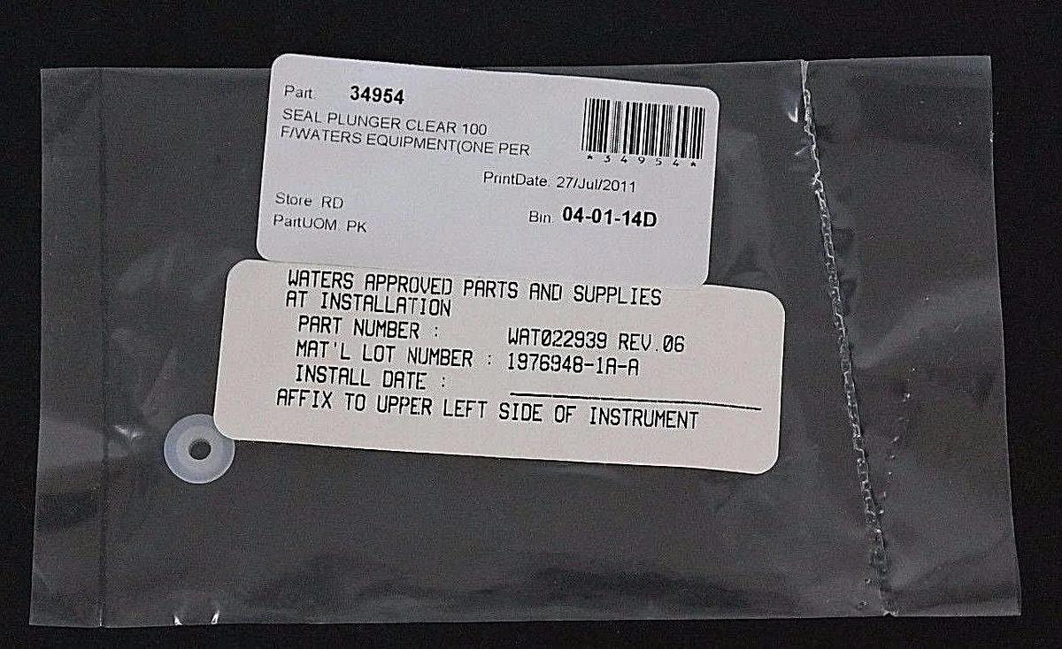 Used NEW WATERS WAT022939 PLUNGER SEAL CLEAR