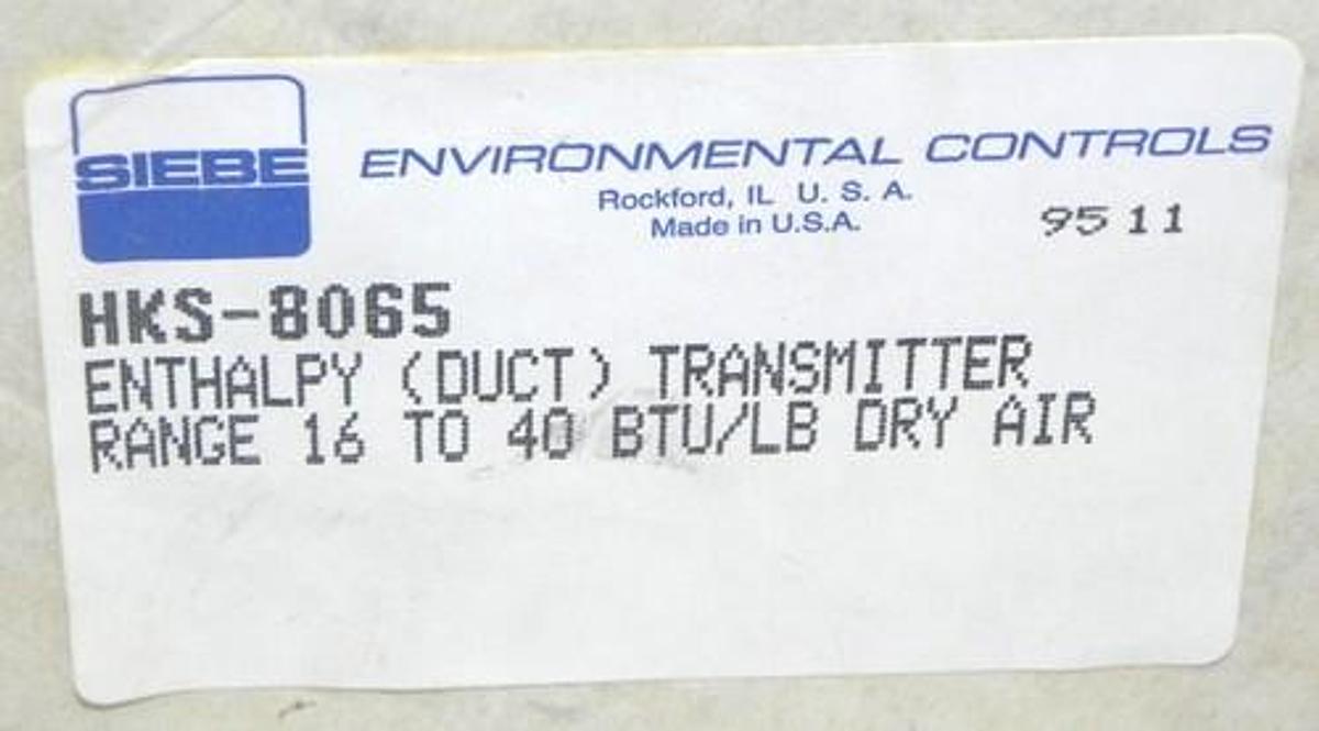 NIB SIEBE/BARBER COLEMAN HKS-8065 ENTHALAPY (DUCT) TRANSMITTER HKS8065
