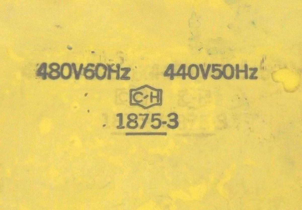 Used CUTLER HAMMER 1875-3 CONTACTOR COIL 480V/60HZ 440V/50HZ SIZE 6