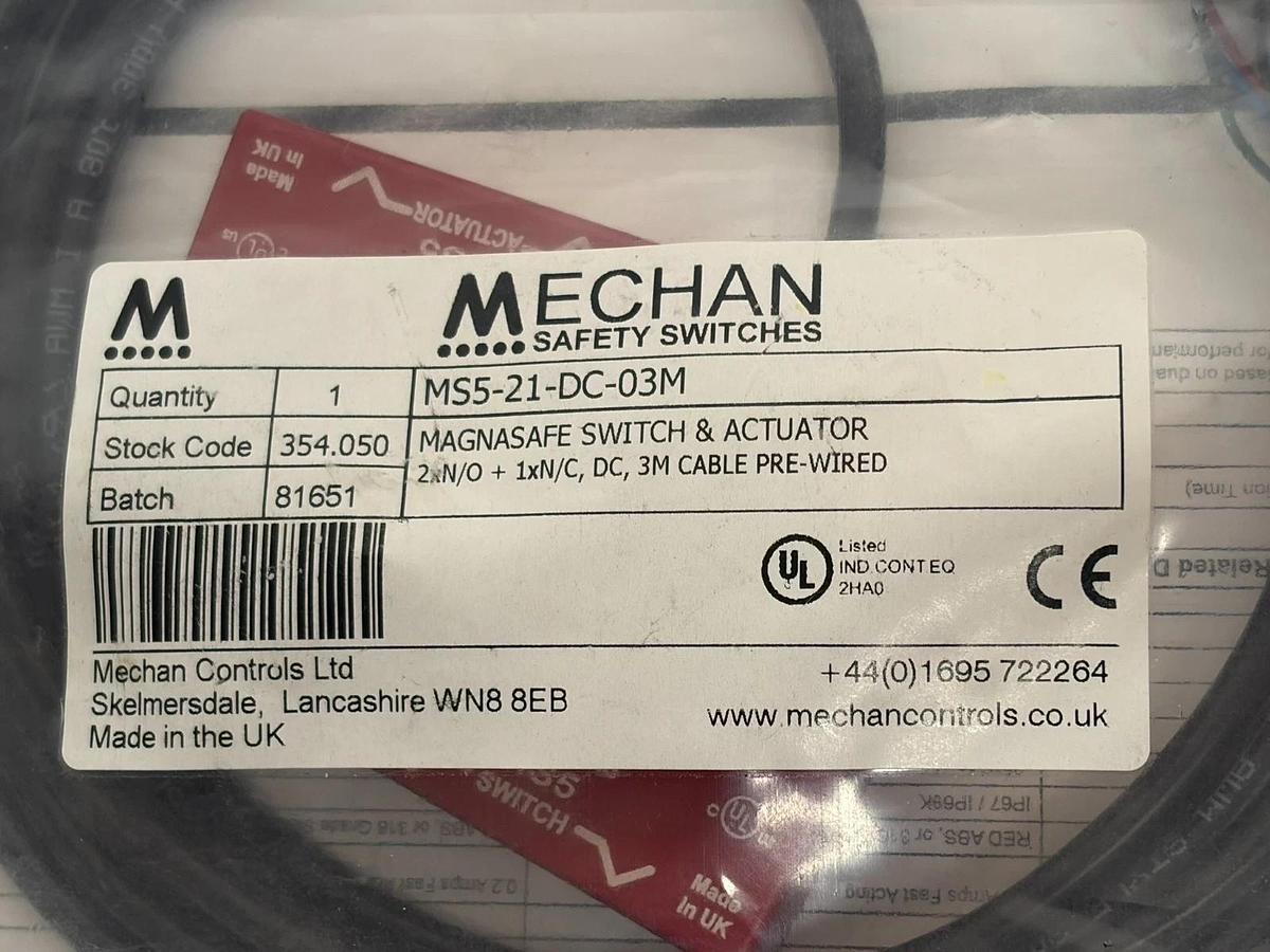 Mechan Controls MS5-21-DC-03M Magnasafe Magnetic Safety Switch Actuator Set New