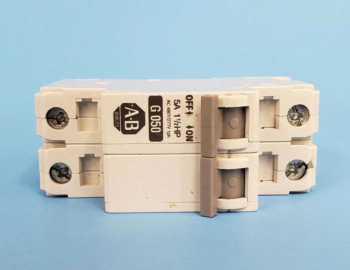Used ALLEN-BRADLEY 1492-CB2-G050 SER. C CIRCUIT BREAKER, 5A, 1-1/2HP, 1492CB2G050
