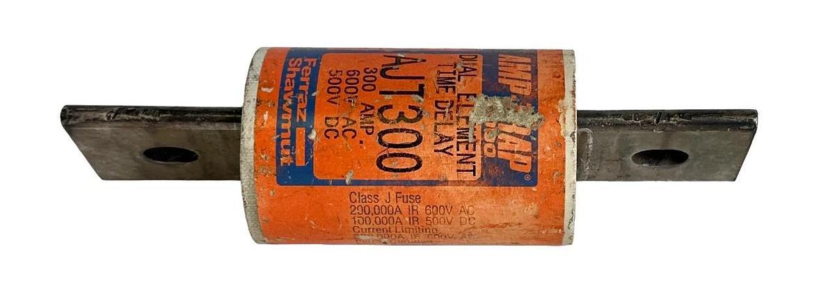 Used FERRAZ SHAWMUT AJT300 DUAL-ELEMENT TIME DELAY AMP-TRAP 2000 FUSE 300A 600VAC