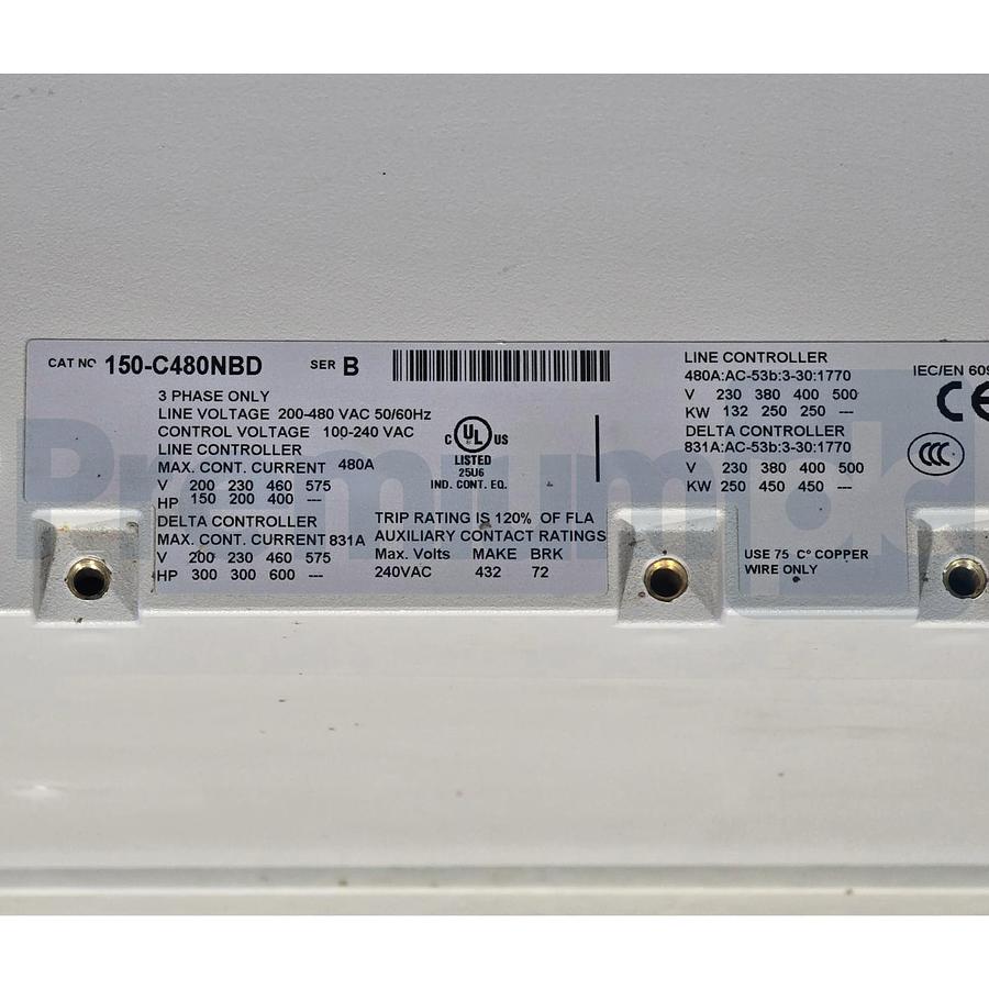 Used ALLEN BRADLEY 150-C480NBD /B SMC-3 480A SMART MOTOR CONTROLLER 480V NSNP (read)