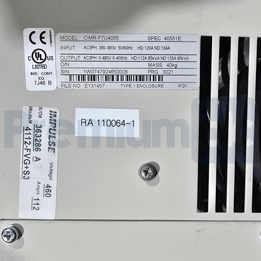 Used Magnetek Impulse 4112-FVG+S3 VG+ Series 3 Crane Inverter Drive 75HP CIMR-F7U4055