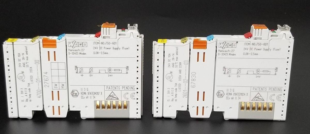 Used LOT OF 2 WAGOS 750-601 SUPPLY MODULES 750601