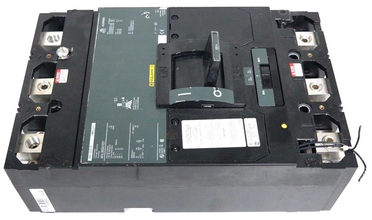 Used NEW SQUARE D MHL365001021 MOLDED CASE CIRCUIT BREAKER 600V 500A