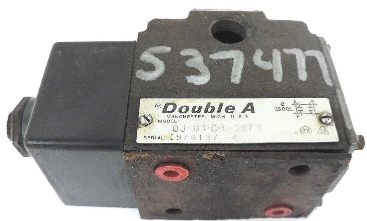 Used VICKERS DOUBLE A QJ-01-C-L-10F1 HYDRAULIC VALVE W/ DECCO 11-403 COIL