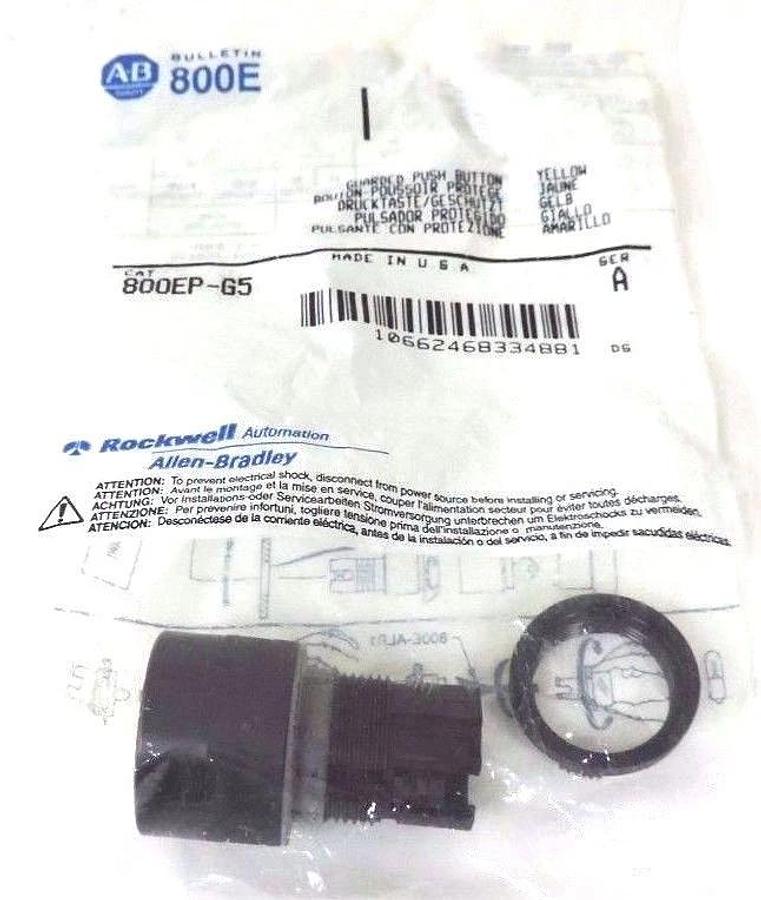 Used NEW ALLEN BRADLEY 800EP-G5 GUARDED PUSH BUTTON YELLOW 800EPG5 SER. A