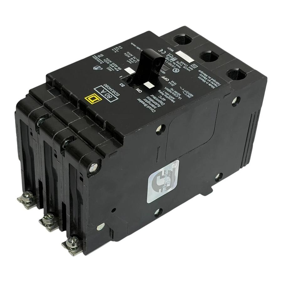 Square D EDB34080 80A 3 Pole 480Y/277V E-Frame Circuit Breaker New In Box