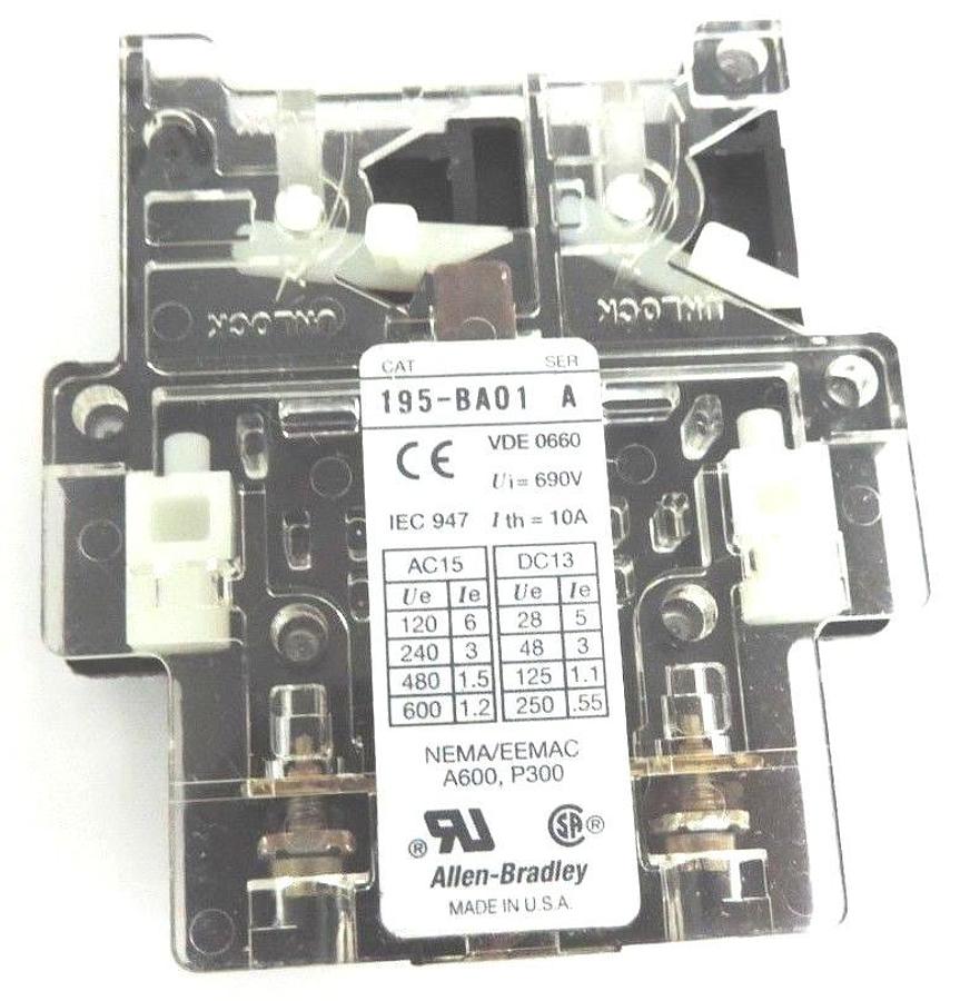 Used LOT OF 4 ALLEN BRADLEY 195-BA01 AUXILARY CONTACT SER A 195BA01