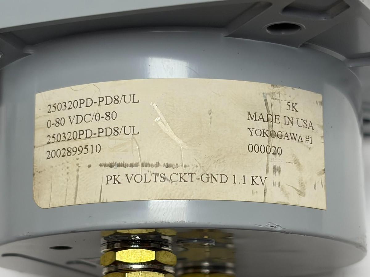Used Yokogawa 250320PD-PD8/UL 3.5" Analog Panel Meter 0-80 VDC