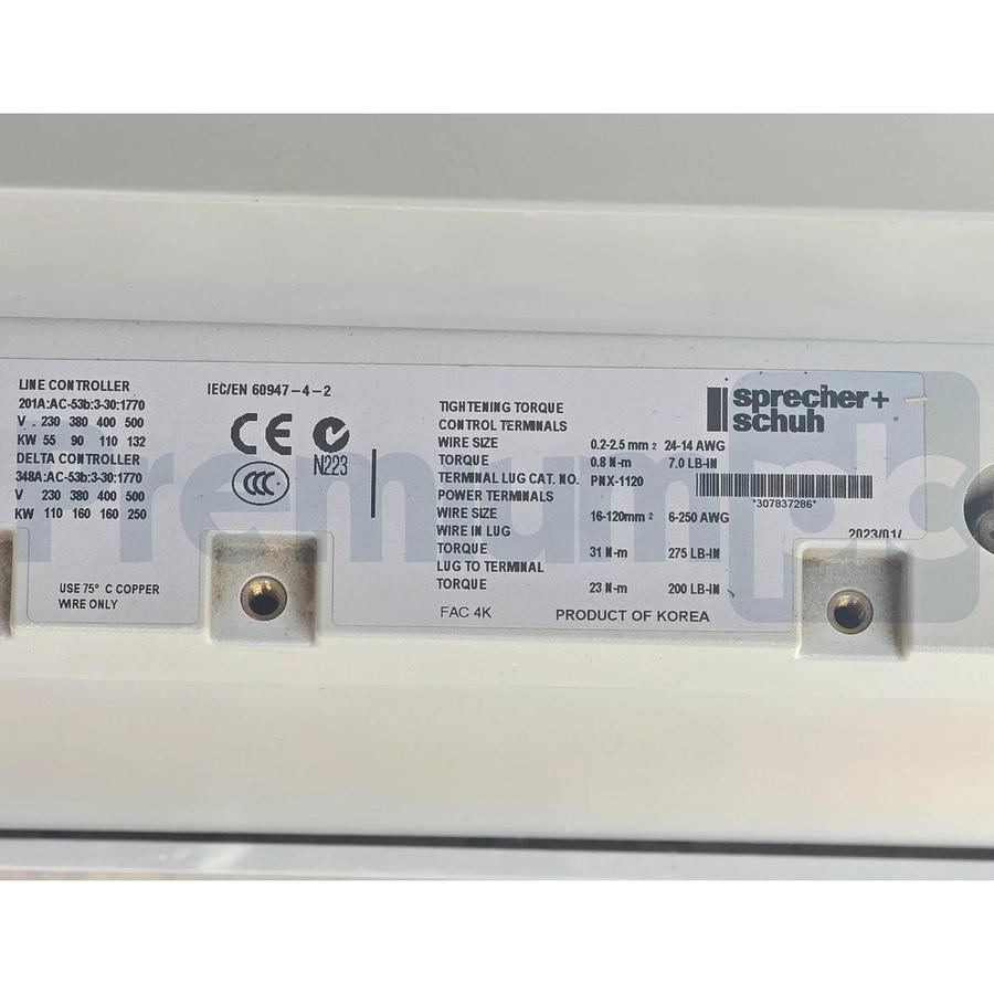 Sprecher + Schuh PCS-201-600V /B Soft Starter Controller 3 Phase 201A 600V NSNP