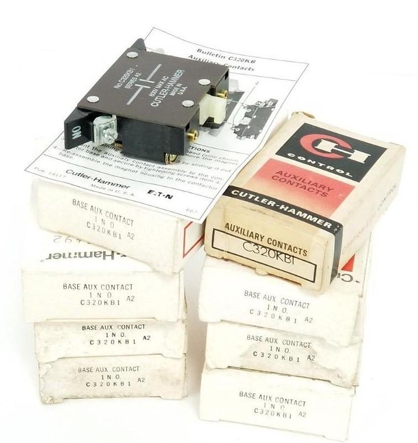 Used LOT OF 8 NIB CUTLER HAMMER C320KB1 BASE AUX CONTACTS 1 N.O.