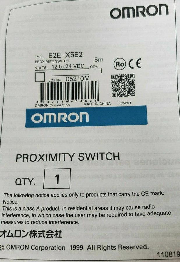 Used NEW OMRON E2E-X5E2 PROXIMITY SWITCH E2EX5E2, 12 TO 24VC, 5M