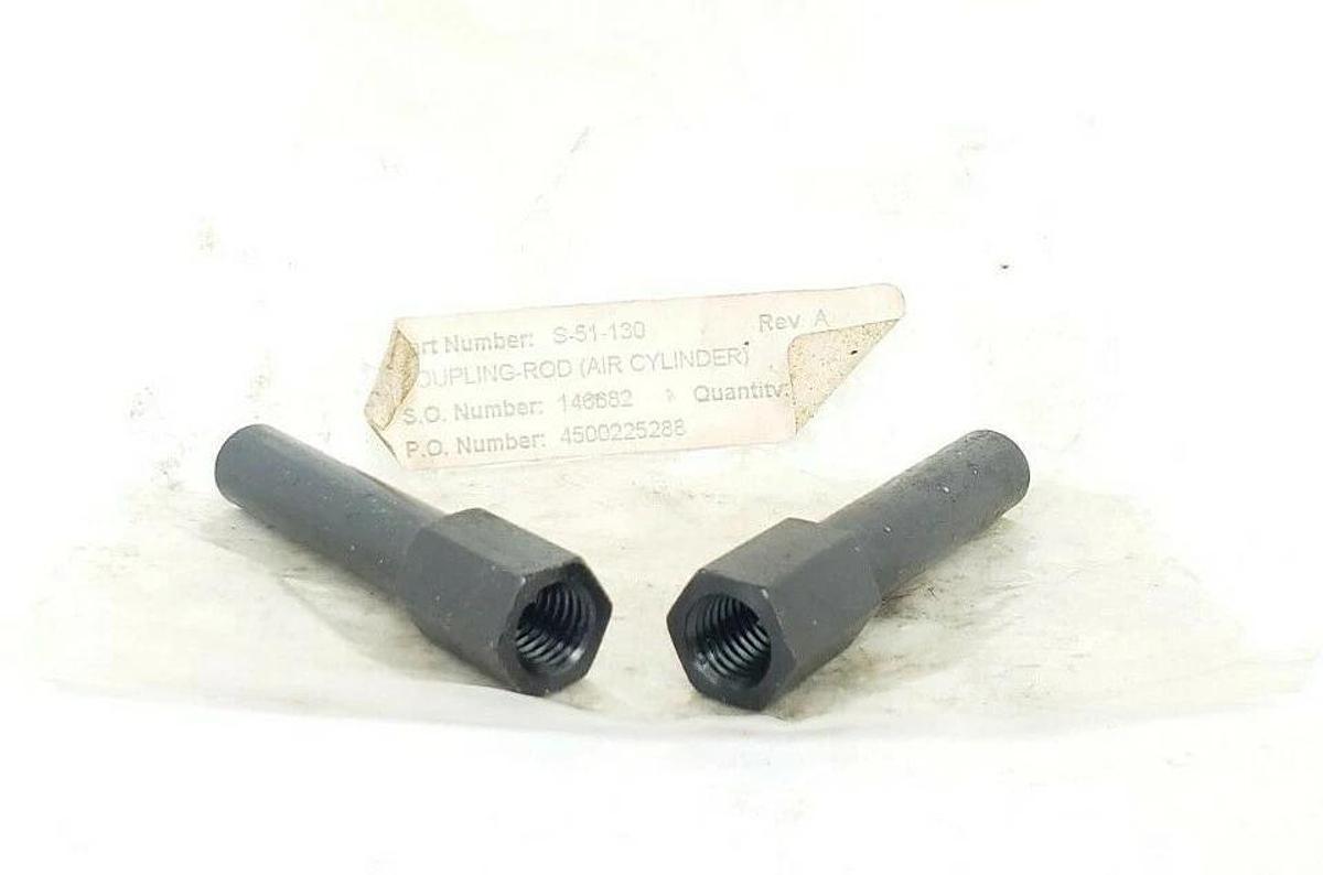 LOT OF 2 NEW GENERIC S-51-130 AIR CYLINDER COUPLING RODS, 5/8", REV. A, S51130