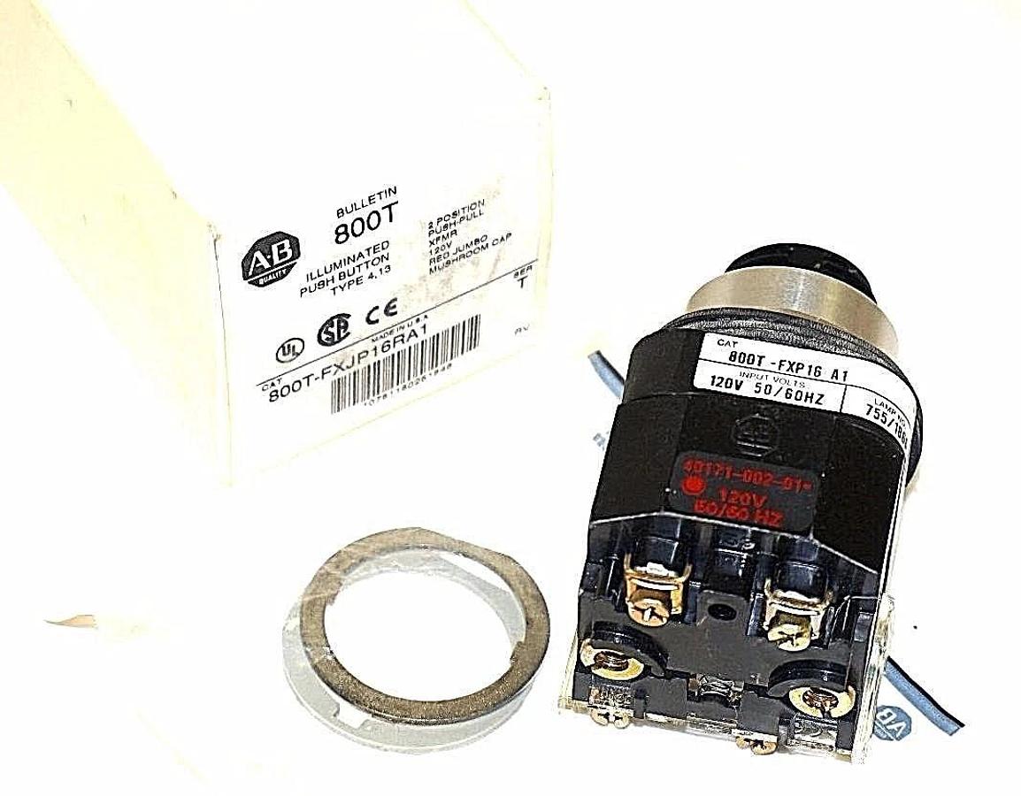 NIB ALLEN BRADLEY 800T-FXJP16RA1 PUSHBUTTON SER. T 120V, 50/60HZ 800TFXJP16RA1