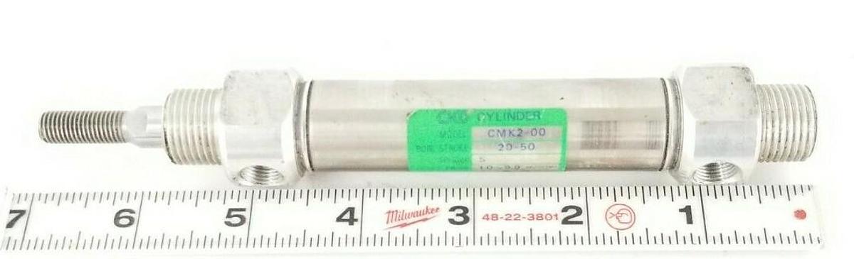 Used CKD CORP. CMK2-00-20-50 PRESSURE CYLINDER STROKE: 20-50MM 1.0-9.9 kgf/cm2(bar)