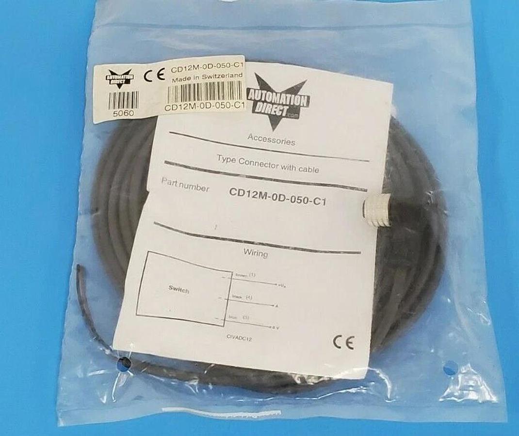 Used NEW AUTOMATION DIRECT CD12M-0D-050-C1 CONNECTOR WITH CABLE CD12M0D050C1