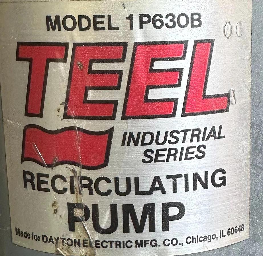 Used DAYTON TEEL 1P630B RECIRCULATING PUMP 9M289 1/25HP 230V 1590RPM TYPE 63 60Hz