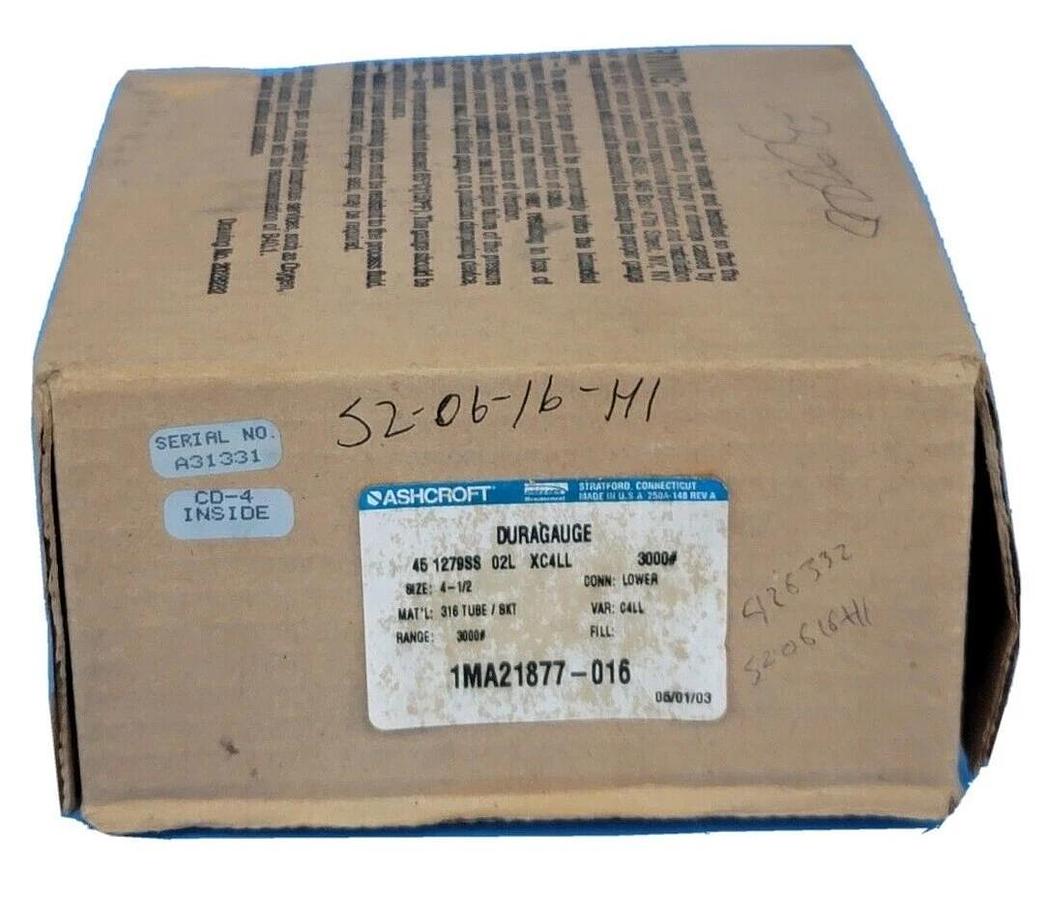 Used NIB ASHCROFT 451279SS02L3000# DURAGAUGE 1MA21877-016, SIZE: 4-12