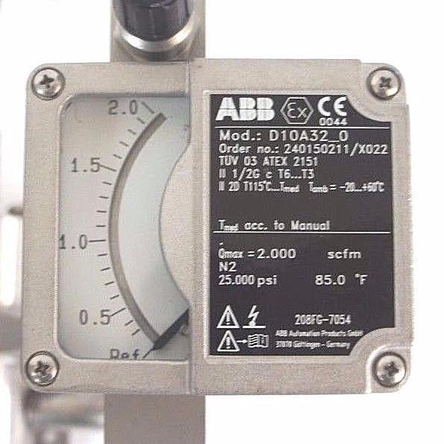 Used NEW ABB D10A32-0 FLOWMETER 1/4" NPT ORDER NO. 240150211/X022 D10A320