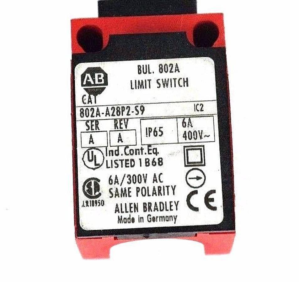 Used NEW ALLEN BRADLEY 802A-A28P2-S9 LIMIT SWITCH SER A, REV A, 802AA28P2S9