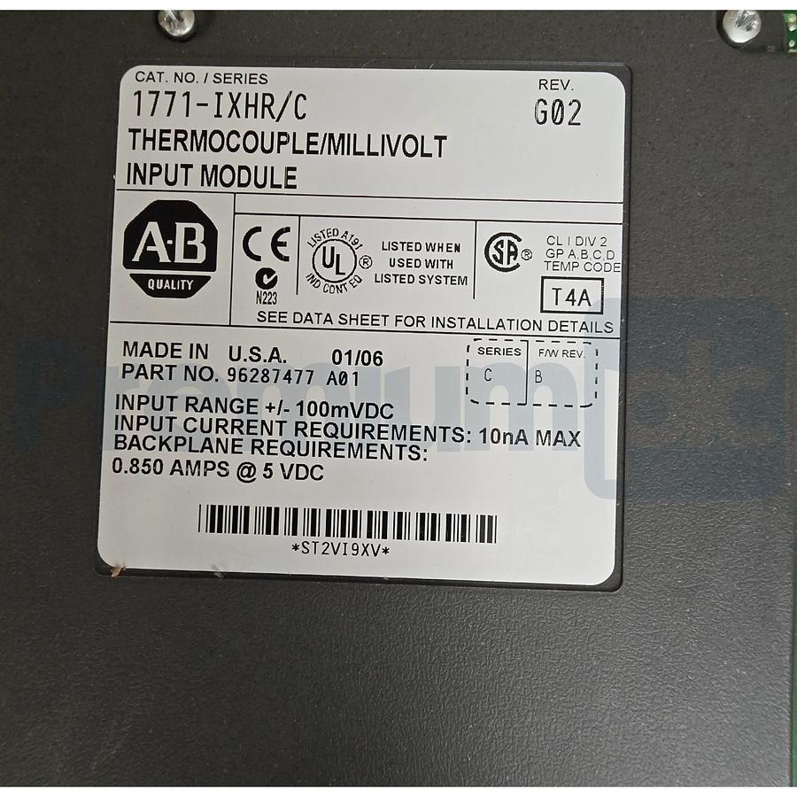 ALLEN BRADLEY 1771-IXHR /C THERMOCOUPLE/Mv INPUT MODULE REV. G02 1771IXHR NSMP