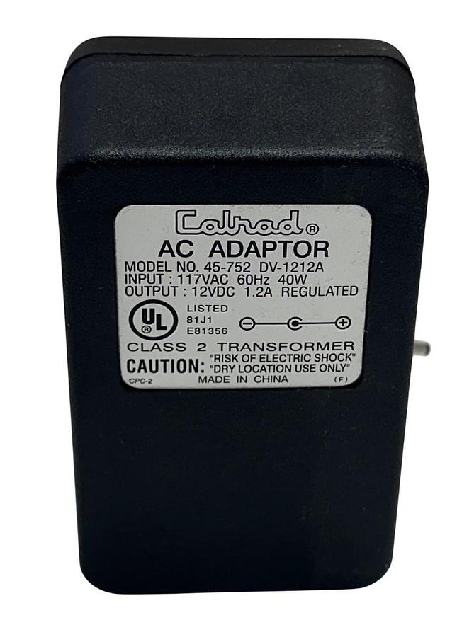 CALRAD 45-752 DV-1212A POWER SUPPLY 117VAC 50Hz 40W INPUT 24VDC 1.2A OUTPUT NSMP
