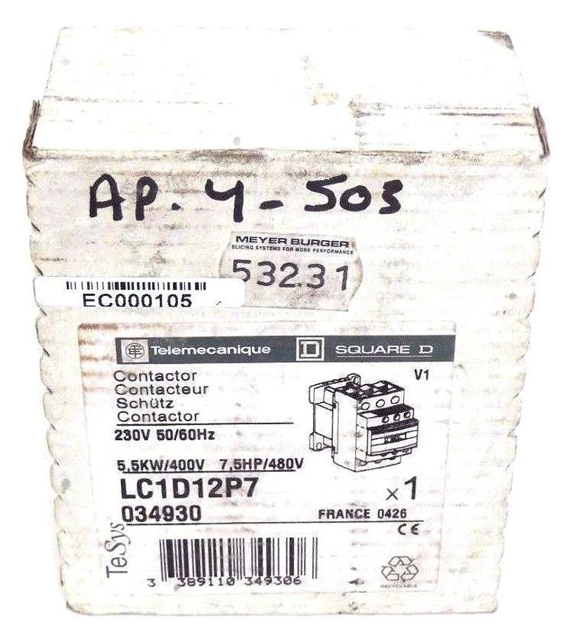 Used NEW SEALED TELEMECANIQUE LC1D12P7 CONTACTOR 230V, 50/60HZ, 034930