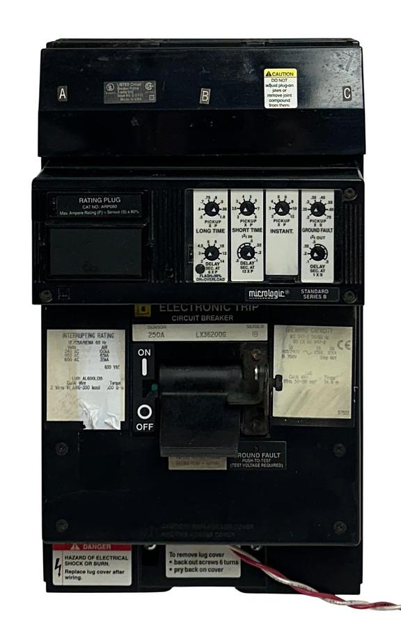 Used SQUARE D LX36200G micrologic ELECTRONIC TRIP CIRCUIT BREAKER 250A SERIES B USNP