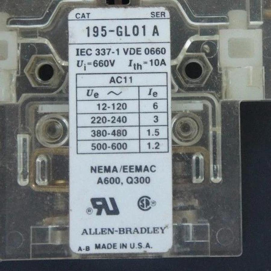 Used LOT OF 3 ALLEN BRADLEY AUXILIARY CONTACTS 195-GA01 , 195-GL01 , 195-GB01 SER. A