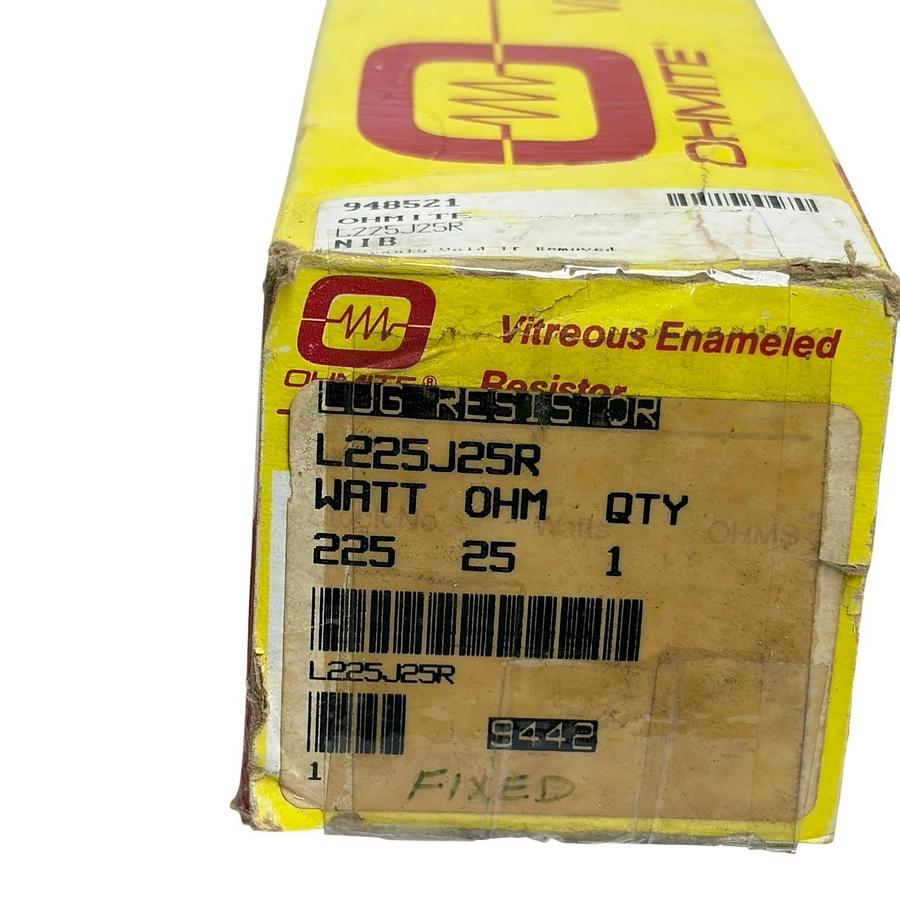 Ohmite L225J25R Vitreous Enameled Wirewound Lug Resistor 225W 25 Ohm New