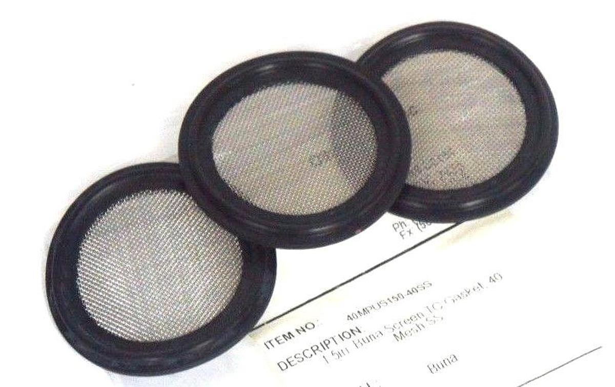 LOT OF 3 NEW 40MPUS150-40SS Tri-Clamp Gasket Screen (Mesh 40),Buna-N, 1.5",BlACK