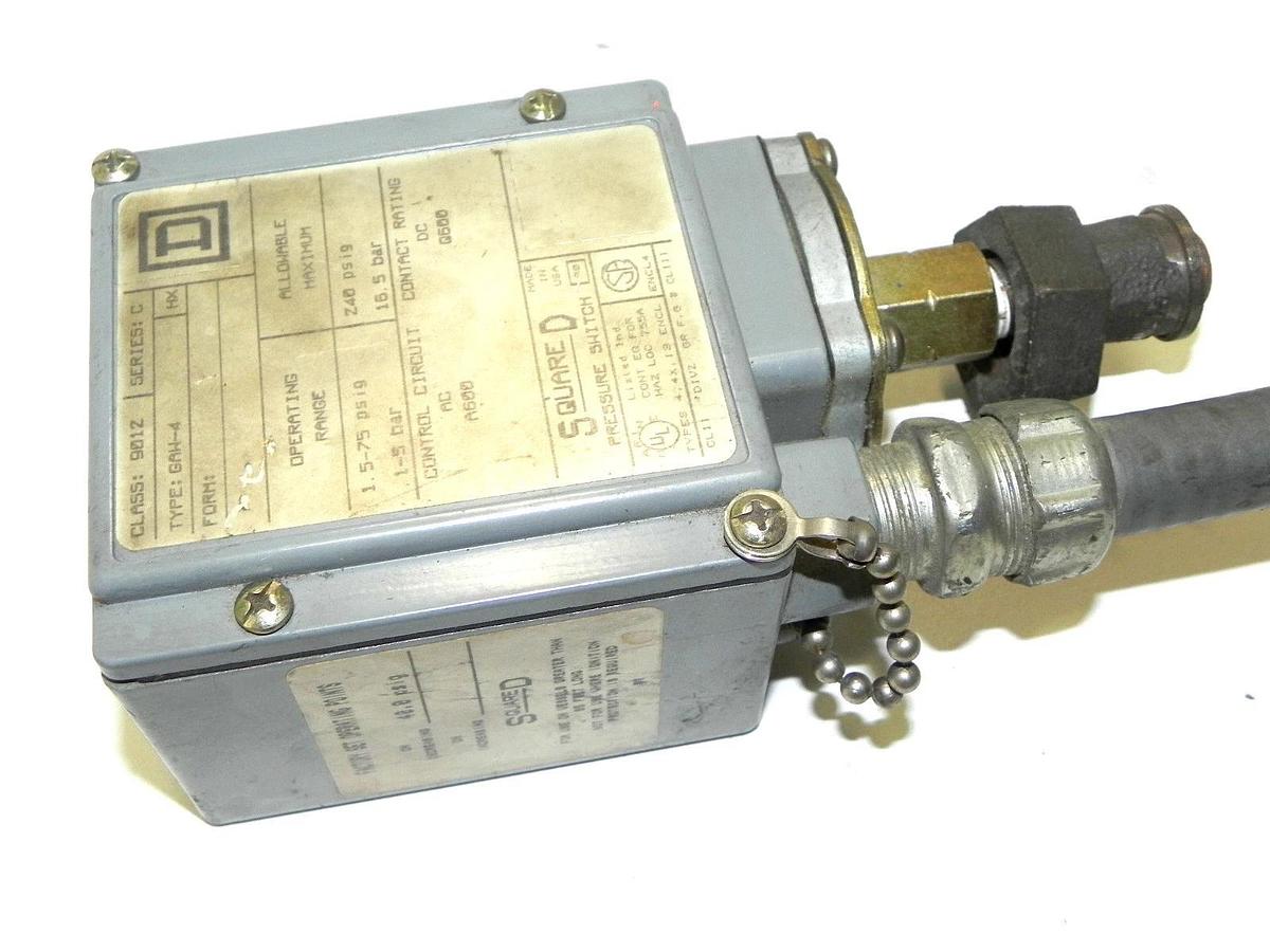 Used SQUARE D PRESSURE SWITCH CLASS 9012 TYPE GAW-4
