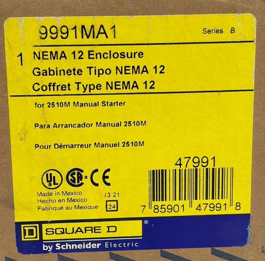 Square D 9991MA1 Series B NEMA 12 Enclosure for 2510M Manual Starter New Surplus