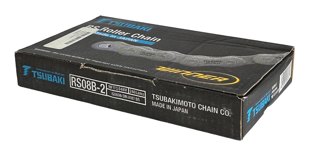 Used NEW TSUBAKI RS08B-2 / RS08B2 BS ROLLER CHAIN 240 LINKS 10FT/3.048M ISO606/DIN